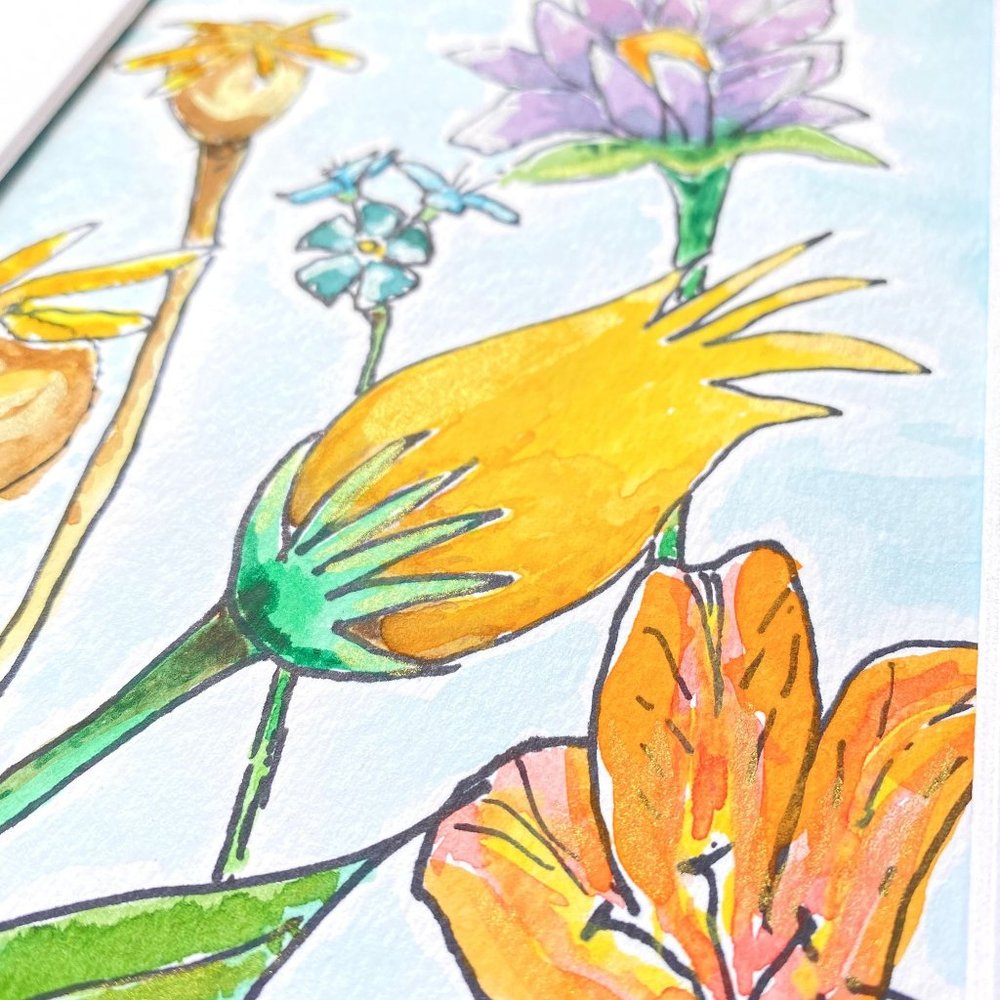 Original Art “Sparkle Flowers 1” Handmade Artwork by Tristina Dietz Elmes Decor